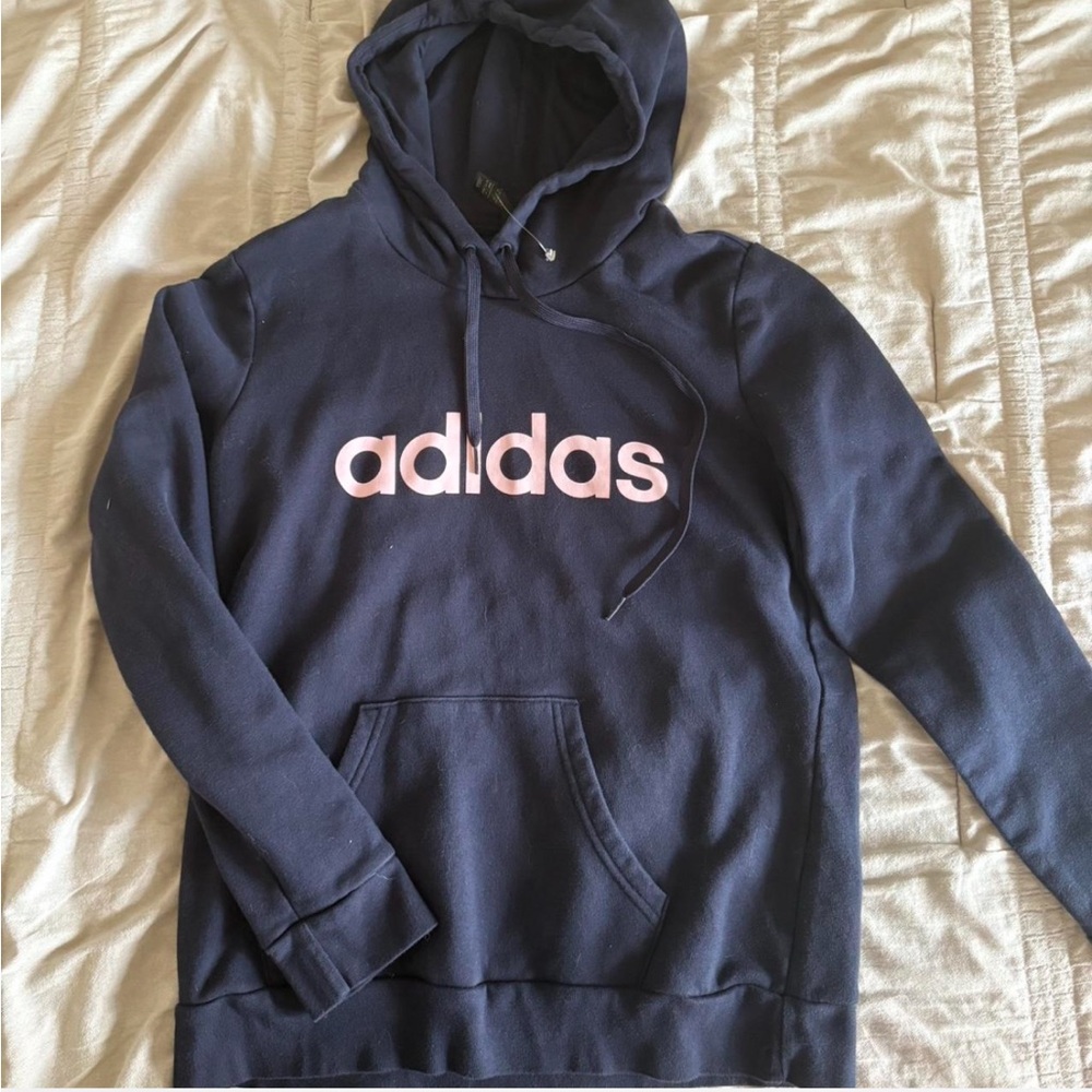 Adidas Navy Blue Hoodie with Light Pink Accents